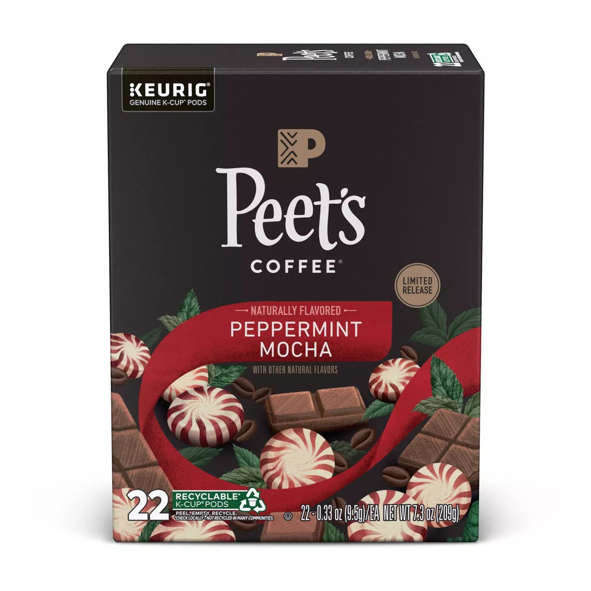 Peet s Coffee Peppermint Mocha Light Roast Flavored Keurig K Cup 22c rarecandycanada