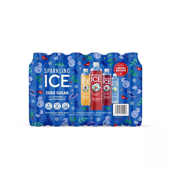 Sparkling Ice Sparkling Water Winter Variety Pack, 17 fl. oz., 24 pack - Limited Edition Holiday Christmas Drink