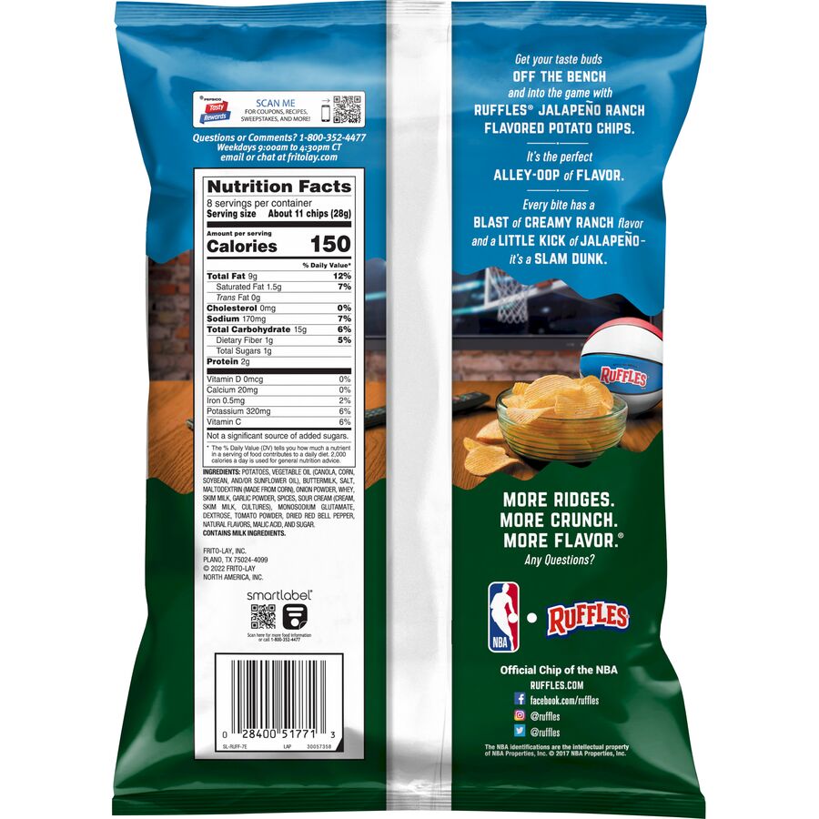 Ruffles Jalapeno Ranch Flavored Potato Chips - 8 oz