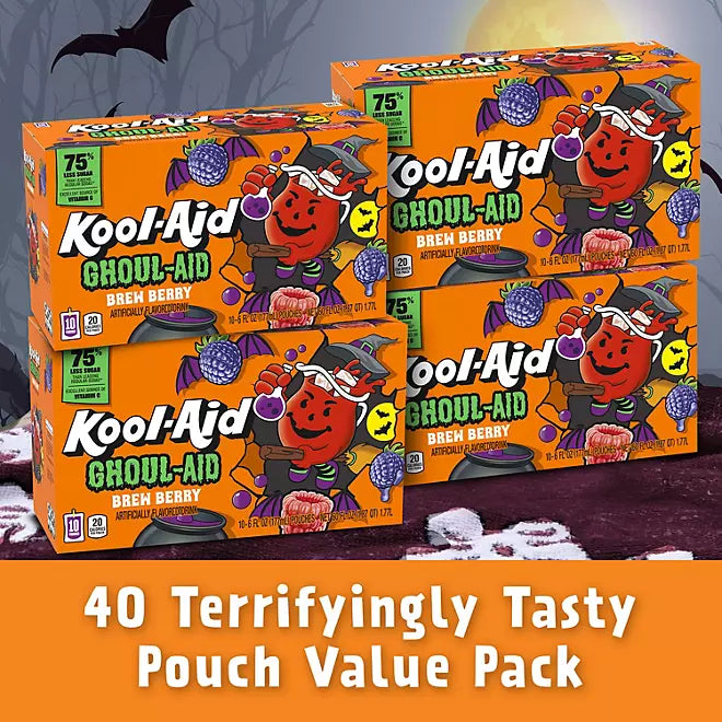 Kool-Aid Jammers Ghoul-Aid Scary Berry Juice Drink, 40 count