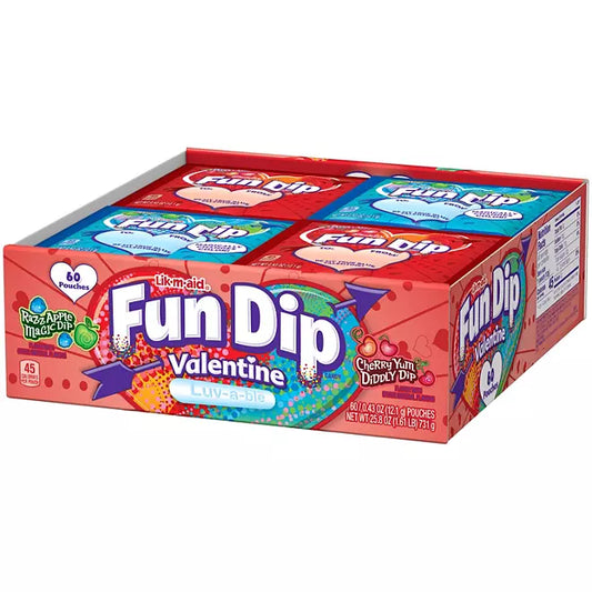 Razz Apple Magic Dip and Cherry Yum Diddly Dip Flavored Fun Dip (3.08 lbs., 60 pack) Valentine Limited Edition