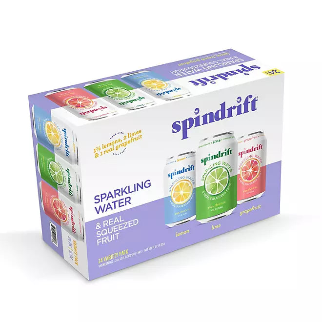 Spindrift Sparkling Water with Real Squeezed Fruit, Variety Pack - 12 fl. oz 24 pack