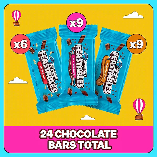 Feastables MrBeast Variety Pack Milk Chocolate Bars, 1.24 oz., 24 pack - Wholesale - Limited Edition