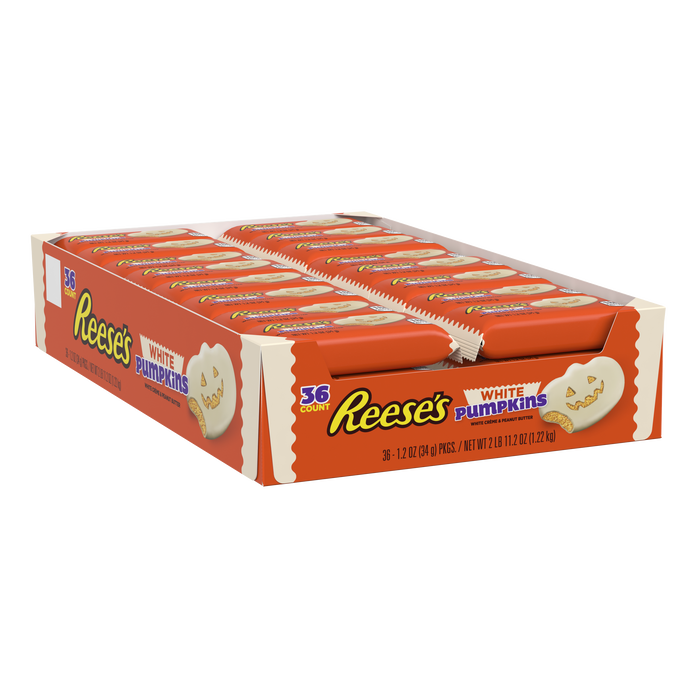 REESE'S White Creme Peanut Butter Pumpkins, Halloween Candy Packs, 1.2 oz (36 Count)