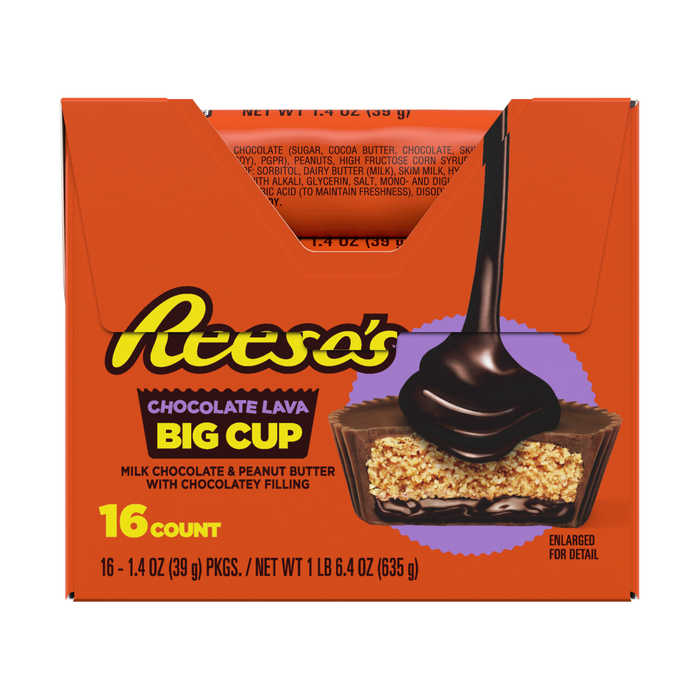 REESE'S BIG CUP Milk Chocolate Peanut Butter Cups with Chocolate Lava, 1.4 oz (16 Count) Wholesale