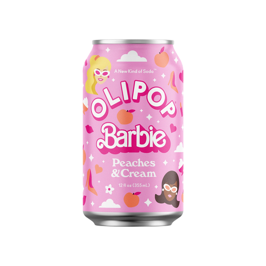 OLIPOP Barbie , Peaches and Cream, 12 fl oz, 12 pack - Limited Edition