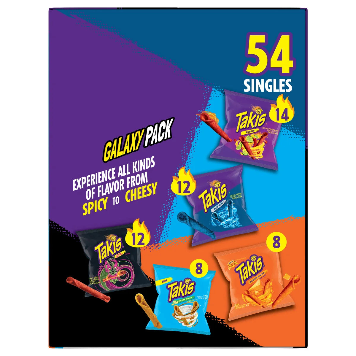 Takis Galaxy Pack - Rolled Tortilla Chips - Variety Pack - 1 oz - 54 count - Limited Edition