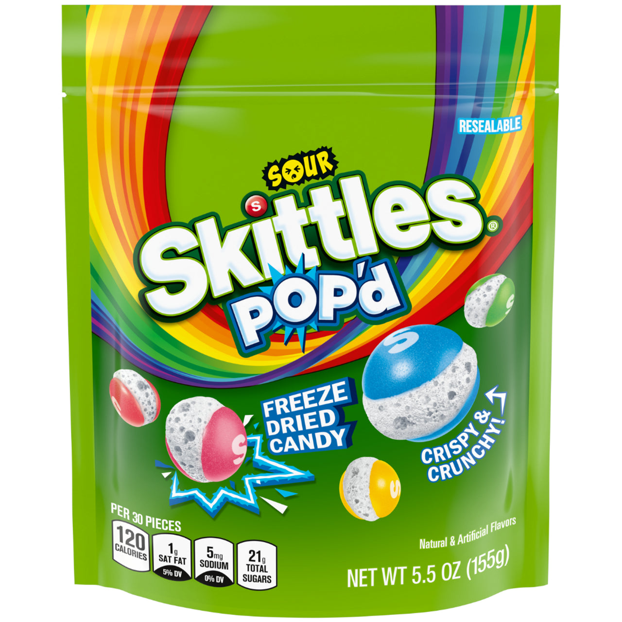 Skittles Sour Pop'd Freeze Dried Candy - 5.5oz - NEW ULTRA RARE