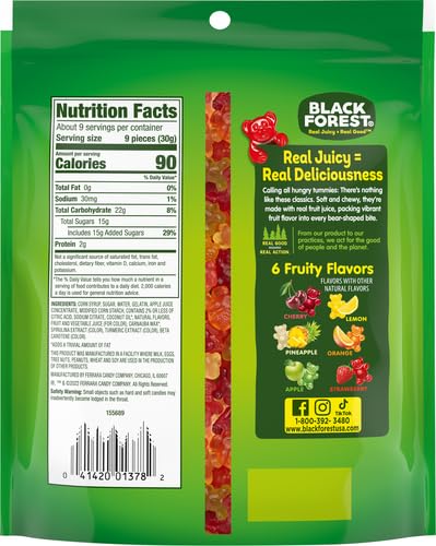 Black Forest Gummy Bears Candy, 9 Ounce Resealable Bag