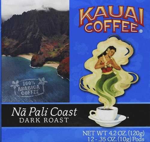 Kauai Coffee Na Pali Coast Dark Roast - Compatible with Keurig Pods K-Cup Brewers (1 Pack of 12 Single-Serve Cups)