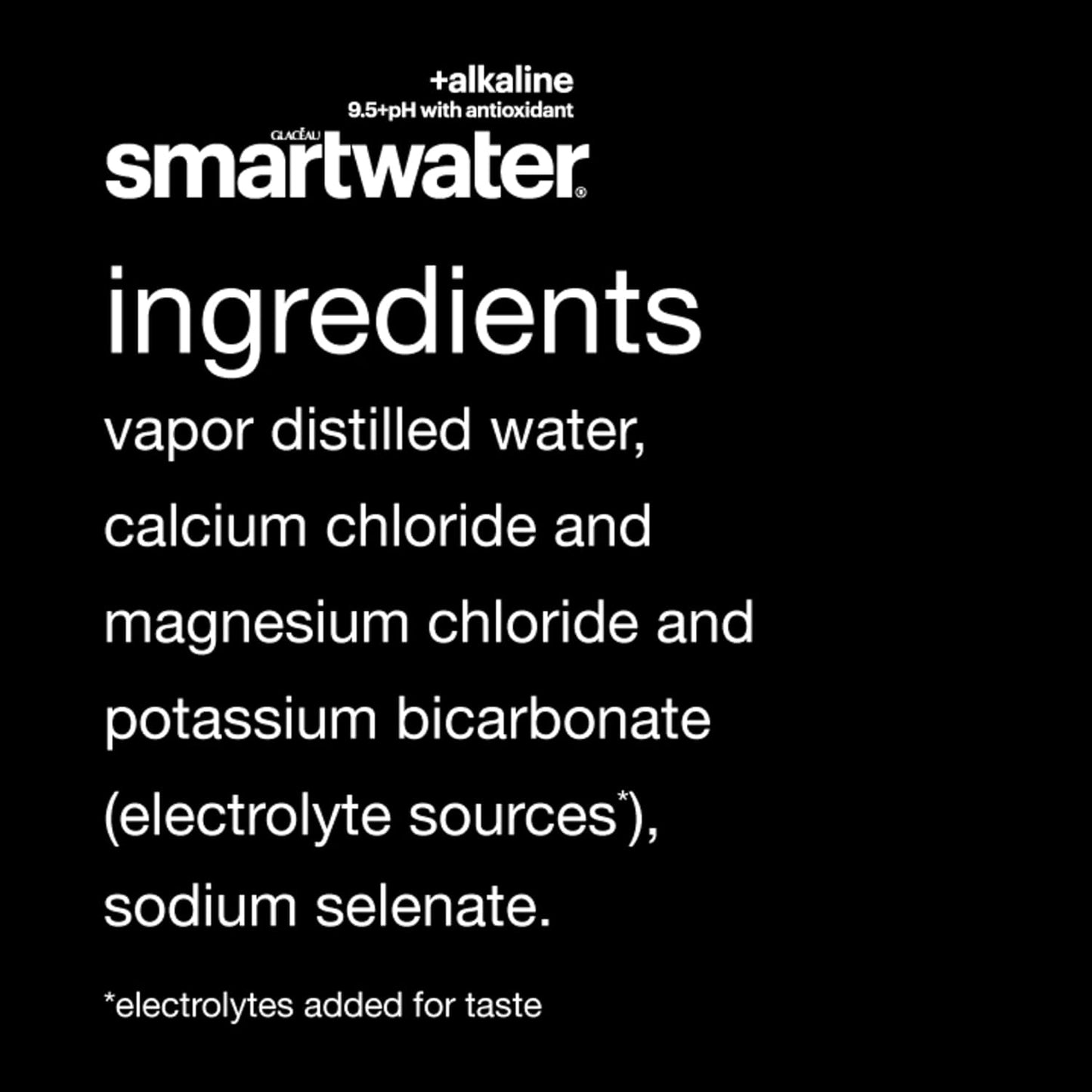 smartwater alkaline with antioxidant ionized electrolyte vapor-distilled water bottles, 1L, 6 pack