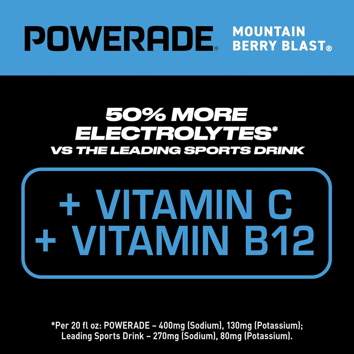 POWERADE Sports Drink Mountain Berry Blast, 20 Ounce - Case of 24