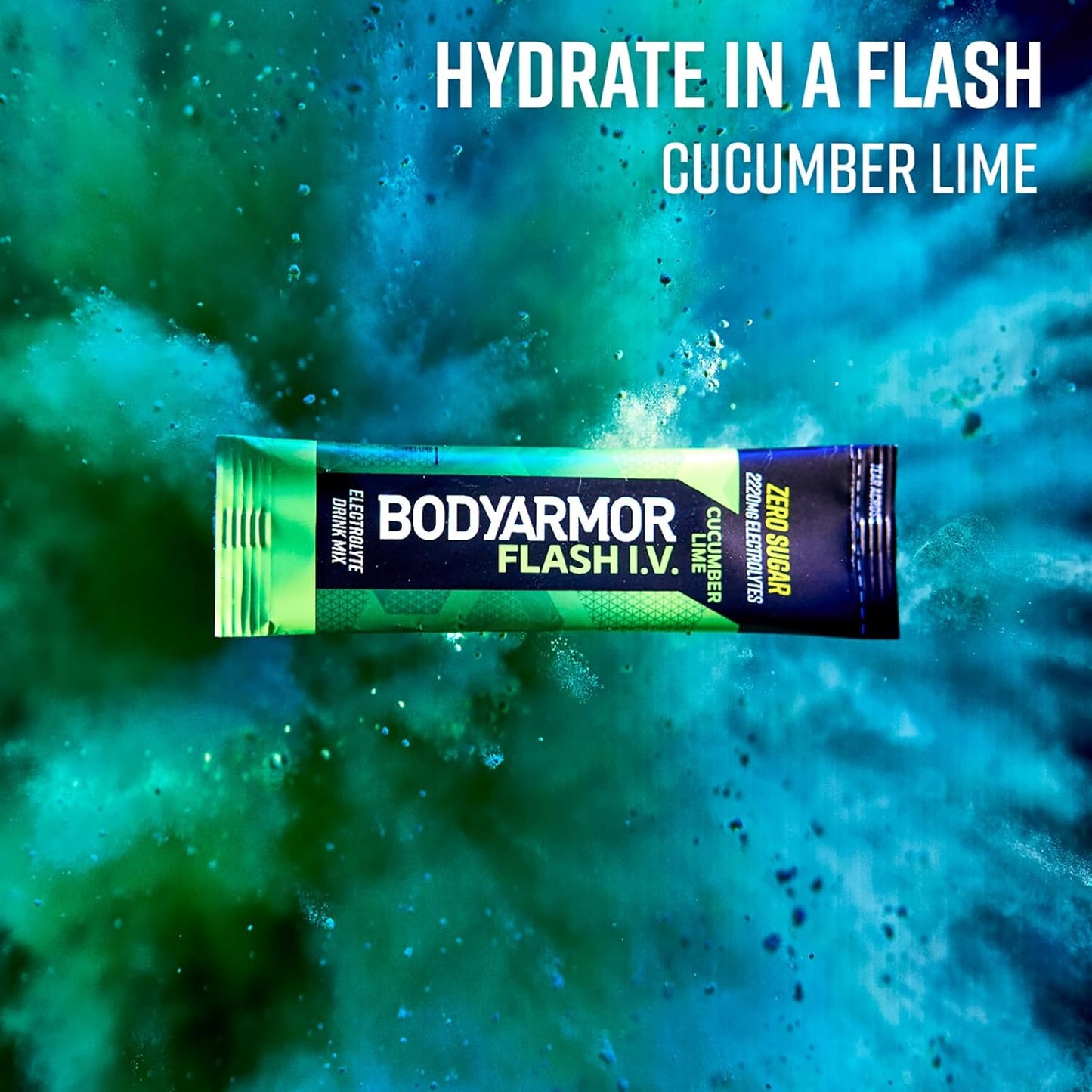 BODYARMOR Flash IV Electrolyte Packets, Cucumber Lime - Zero Sugar Drink Mix, Single Serve Packs, Coconut Water Powder, Hydration for Workout, Travel Essentials, Just Add Sticks to Liquid (6 Count)