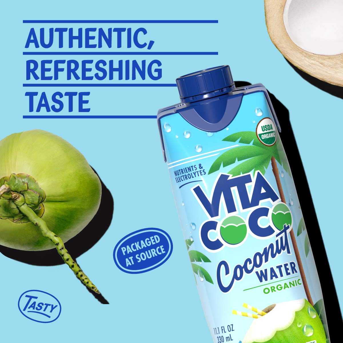 Vita Coco Coconut Water, Pure Organic - Natural Electrolytes 11.1 Oz (Pack Of 12)