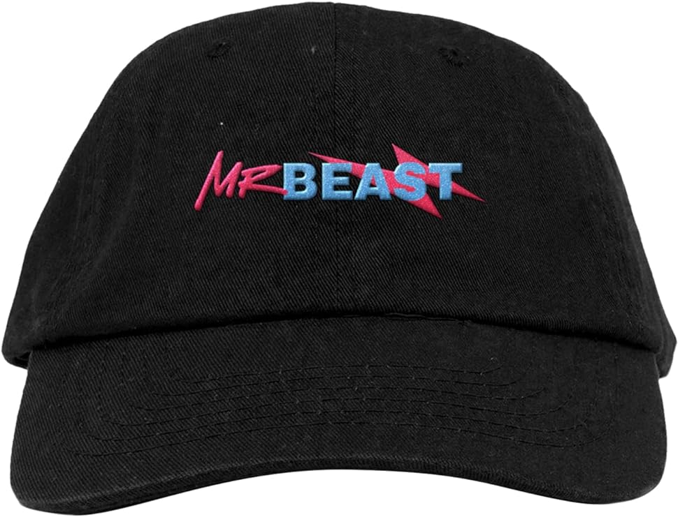 MrBeast Original Hat, Cap for Men, Adjustable Slider Baseball Hats for Men,  Sports Hats for Men, Gym Hats for Men and Women, 100% Cotton Athletic Cap  as Teen Boy Gifts at