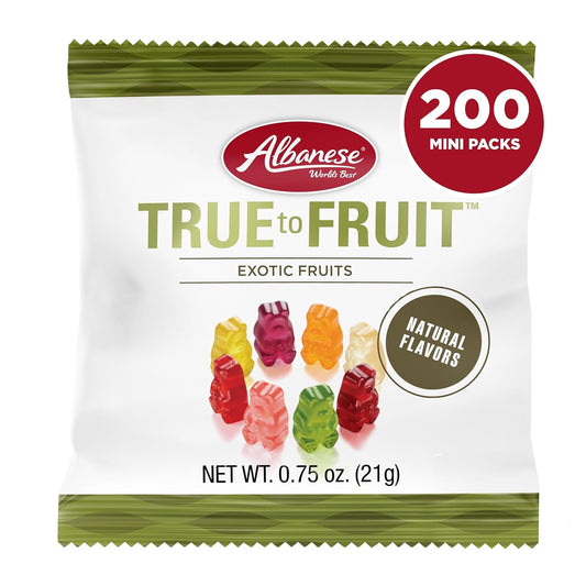 Albanese World's Best True to Fruit – Exotic Fruits Gummies, 0.75oz Bag of Gummy Candy, Pack of 200