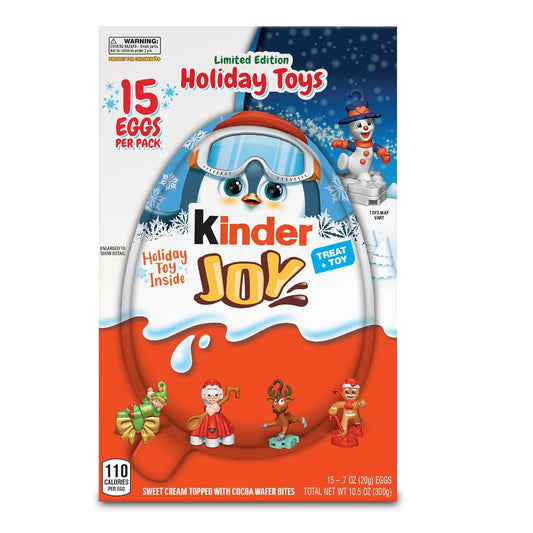 Kinder Joy Eggs, 15 Count, Holiday Treat Plus Toy, Sweet Cream And Chocolatey Wafers, Individually Wrapped, 10.5 Oz