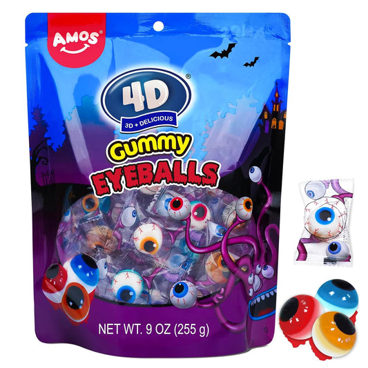 Amos Halloween Candy, Trick or Treat Candy - Eyeball Gummy Eye Candy, 3D Eyeball Shaped - 40 count