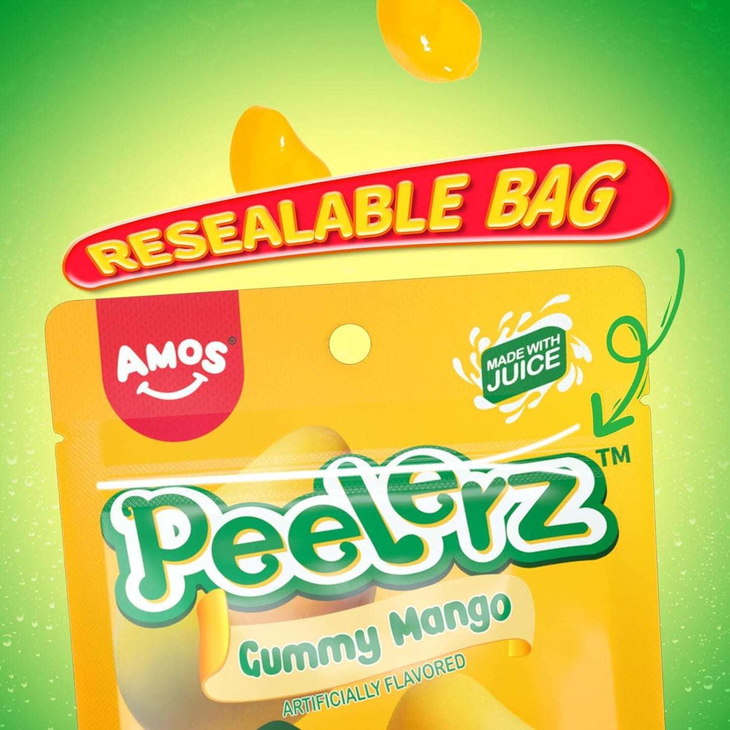 Amos Peelable Mango Candy - Peelerz Gummy Mango Peeling Candy, As Seen on Tik Tok - ULTRA RARE