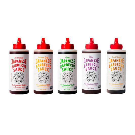 Bachan's Japanese Barbecue Sauce 5 Pack - 1 Original, 1 Hot, 1 Yuzu, 1 Miso, 1 Sweet Honey - BBQ Sauce for all foods, Authentic Family Recipe