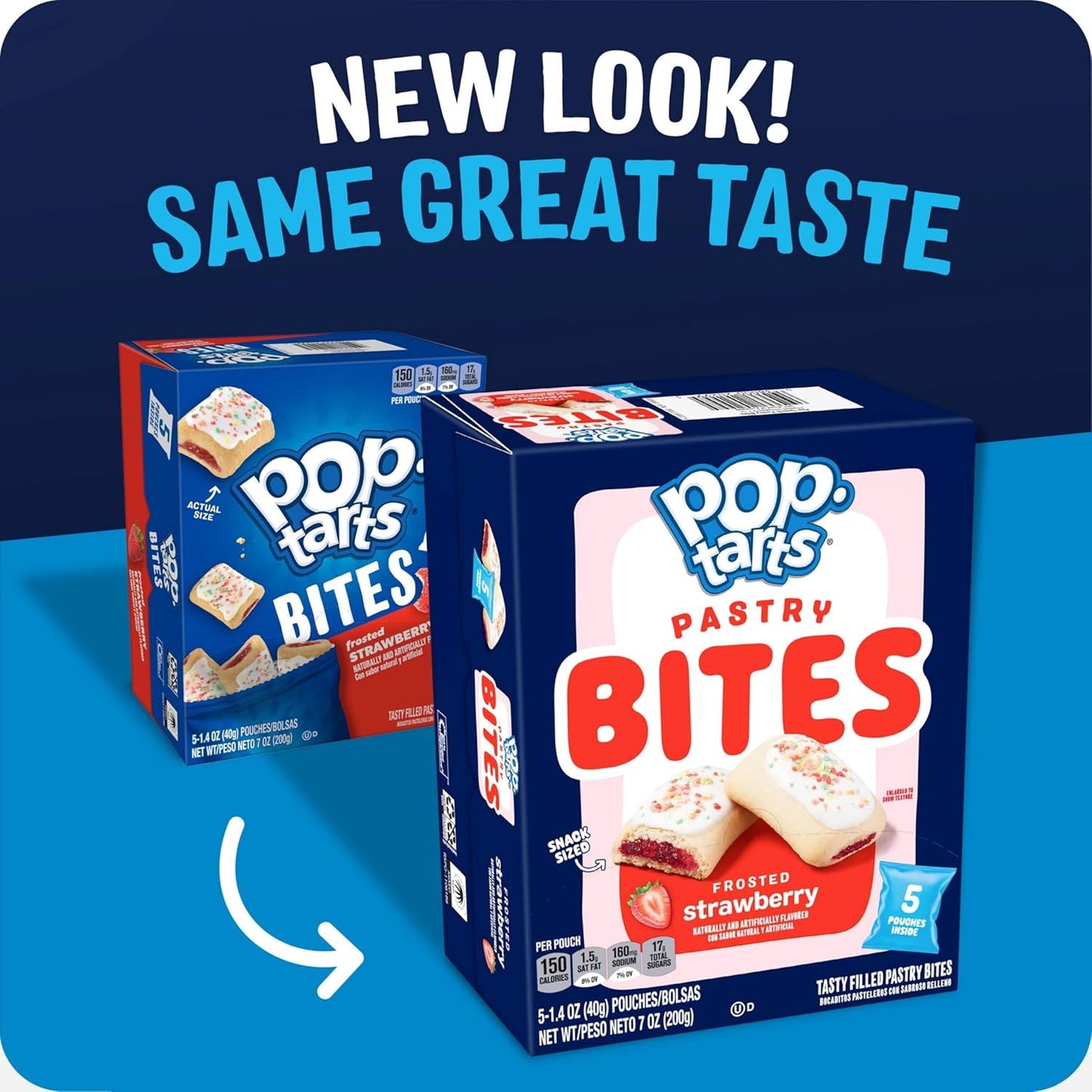 Pop-Tarts Baked Pastry Bites, Kids Snacks, School Lunch, Frosted Strawberry (5 Boxes, 25 Pouches)