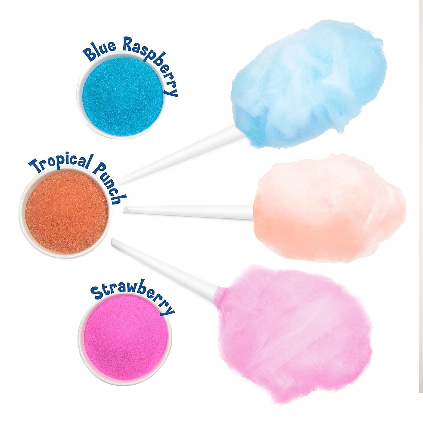 Nostalgia Kool-Aid Cotton Candy Flossing Sugar Party Kit 3-Pack, Blue Raspberry, Strawberry, Tropical Punch, 3 - 16oz Bottles of Cotton Candy Sugar Mix