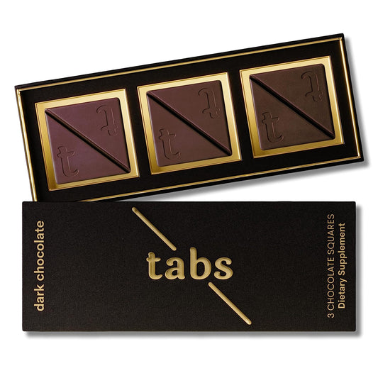 Tabs Chocolate Bars (1 Box) | Dark Chocolate Bar to Improve Mood & Performance | Vitality, Arousal and Energy | Vegetarian, Gluten-Free for Men & Women