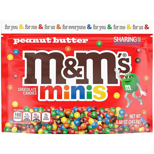 M&M'S Minis Peanut Butter Milk Chocolate Candy, Sharing Size, 8.6 Oz. Resealable Bag