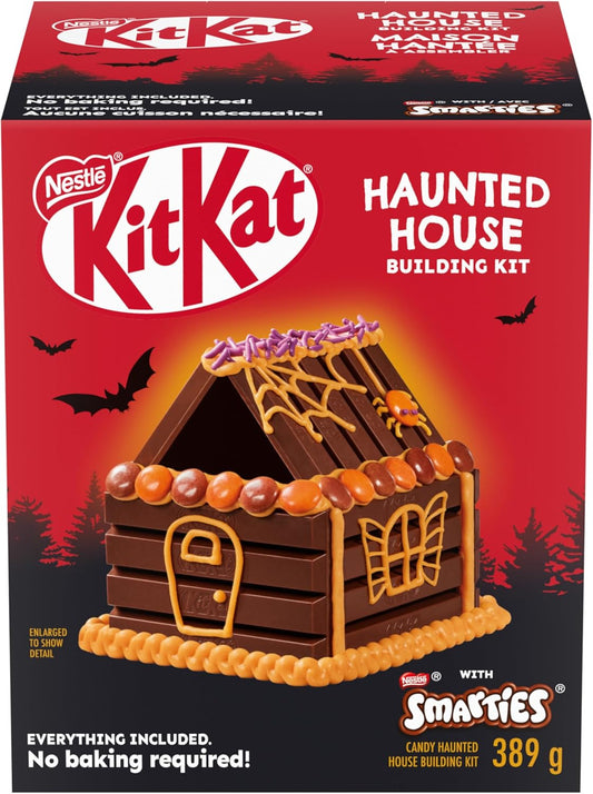 Kit Kat & Smarties - Candy Haunted House Building Kit - Halloween, Candy And Decorations Included - KITKAT Milk Chocolate Wafer Bars - SMARTIES - Sprinkles - Icing And Easy Build Trays - No Baking Necessary - ULTRA RARE