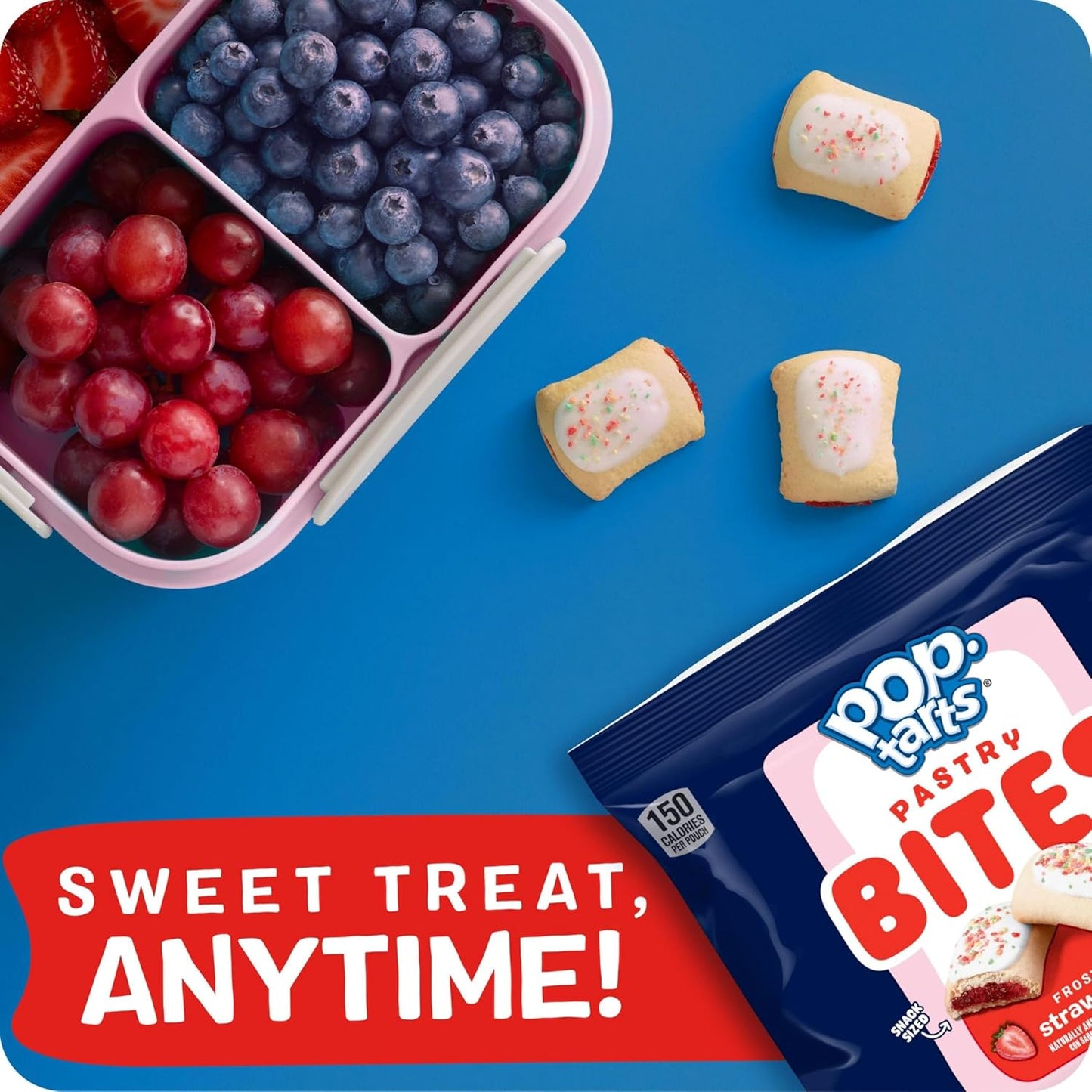 Pop-Tarts Baked Pastry Bites, Kids Snacks, School Lunch, Frosted Strawberry (5 Boxes, 25 Pouches)