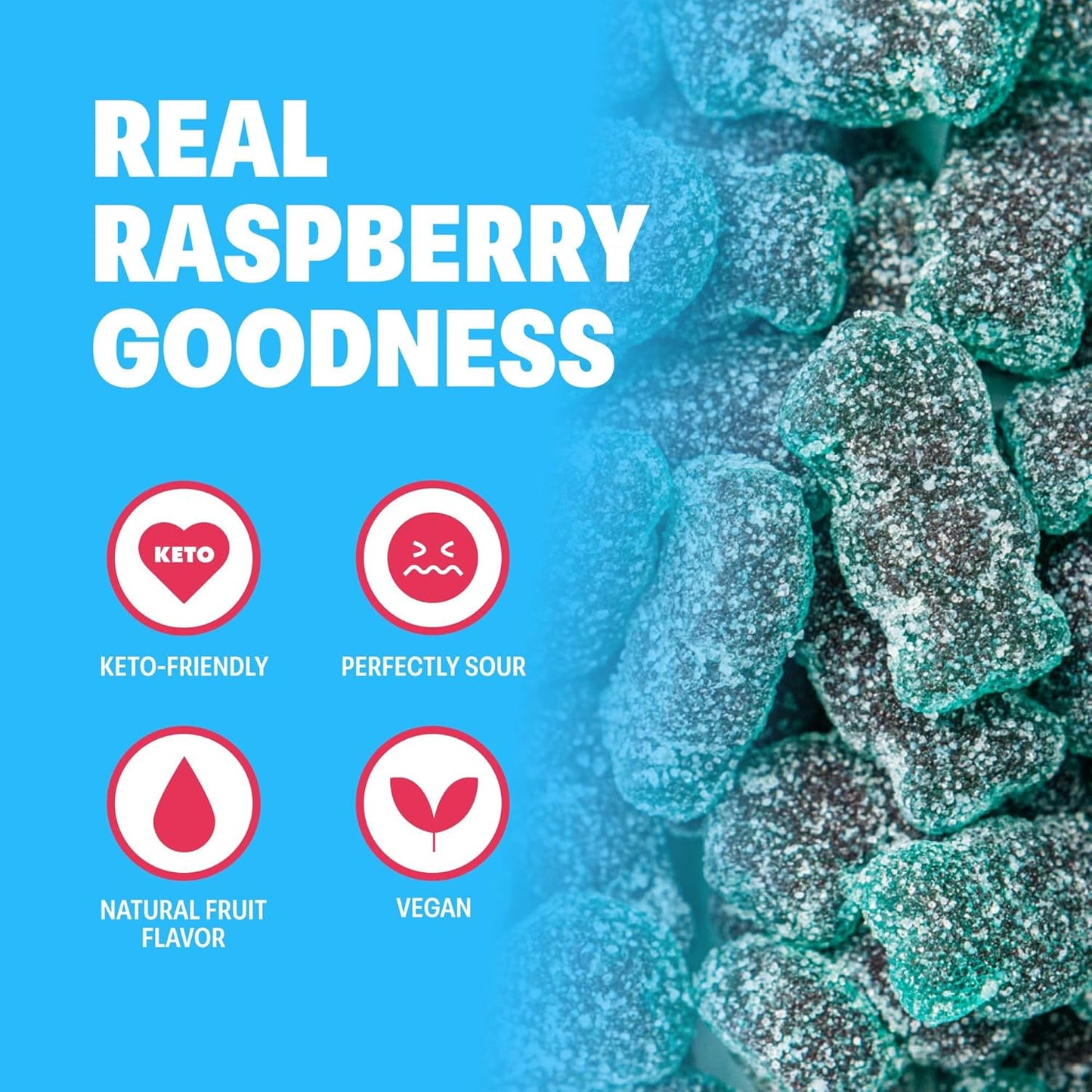 Shameless Snacks - Healthy Low Calorie Snacks, Low Carb Keto Gummies (Gluten Free Candy) - 6 Pack Sour Blue Raspberry