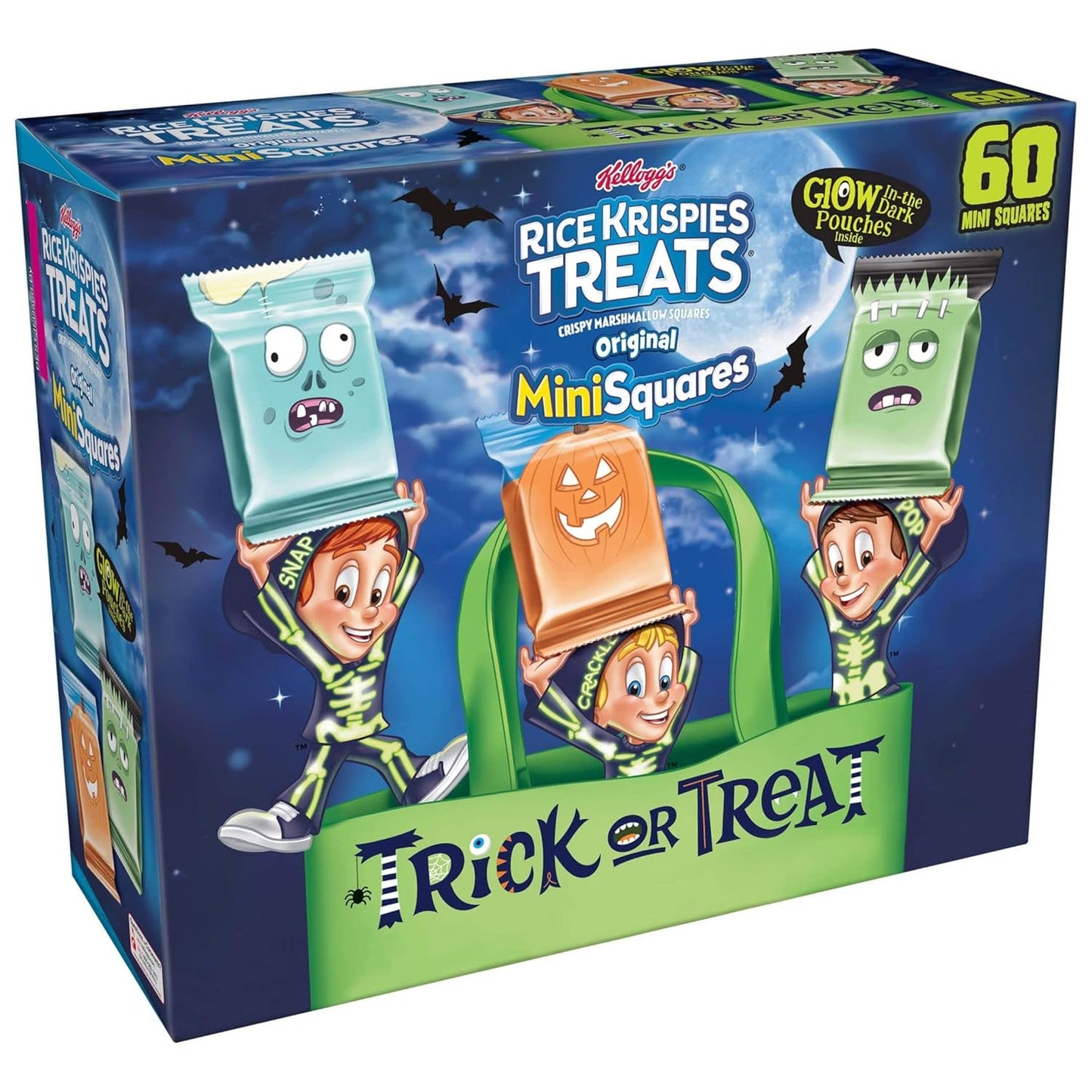 Rice Krispies Treats Mini Marshmallow Snack Bars, Trick-or-Treat Snacks, Halloween Pack, Original, 23.2oz Box (60 Bars)