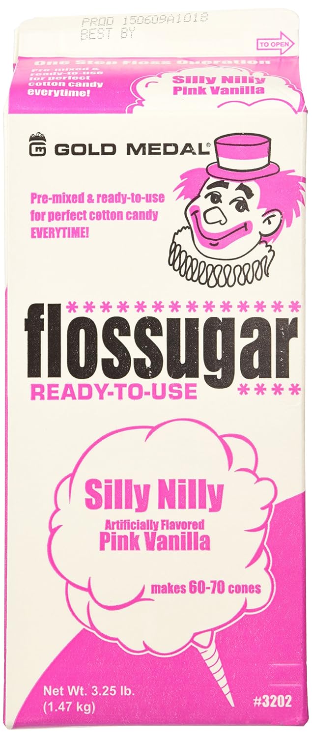 Gold Medal 3202 - Silly Nilly - Pink Vanilla Floss sugar, 1/2 Gallon Carton - Cotton Candy