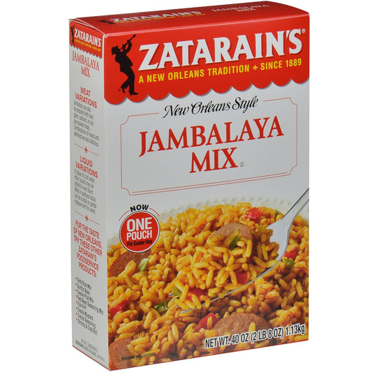 Zatarain's Jambalaya Mix, 40 oz - One 40 Ounce Box of Jambalaya Rice Mix, Perfect as a Stand-Alone Side or Signature Cajun Dish with Sausage, Chicken or Seafood - 115 Servings Approx