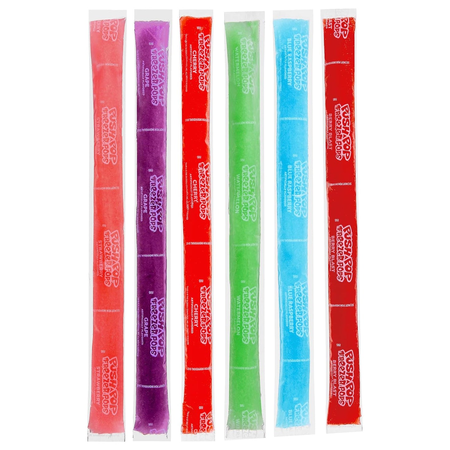 Push Pop Freezer Pops - Ice Popsicles  Variety Pack - 6 Classic Fruity Flavors - Ice Pops for Summer - 48 Count