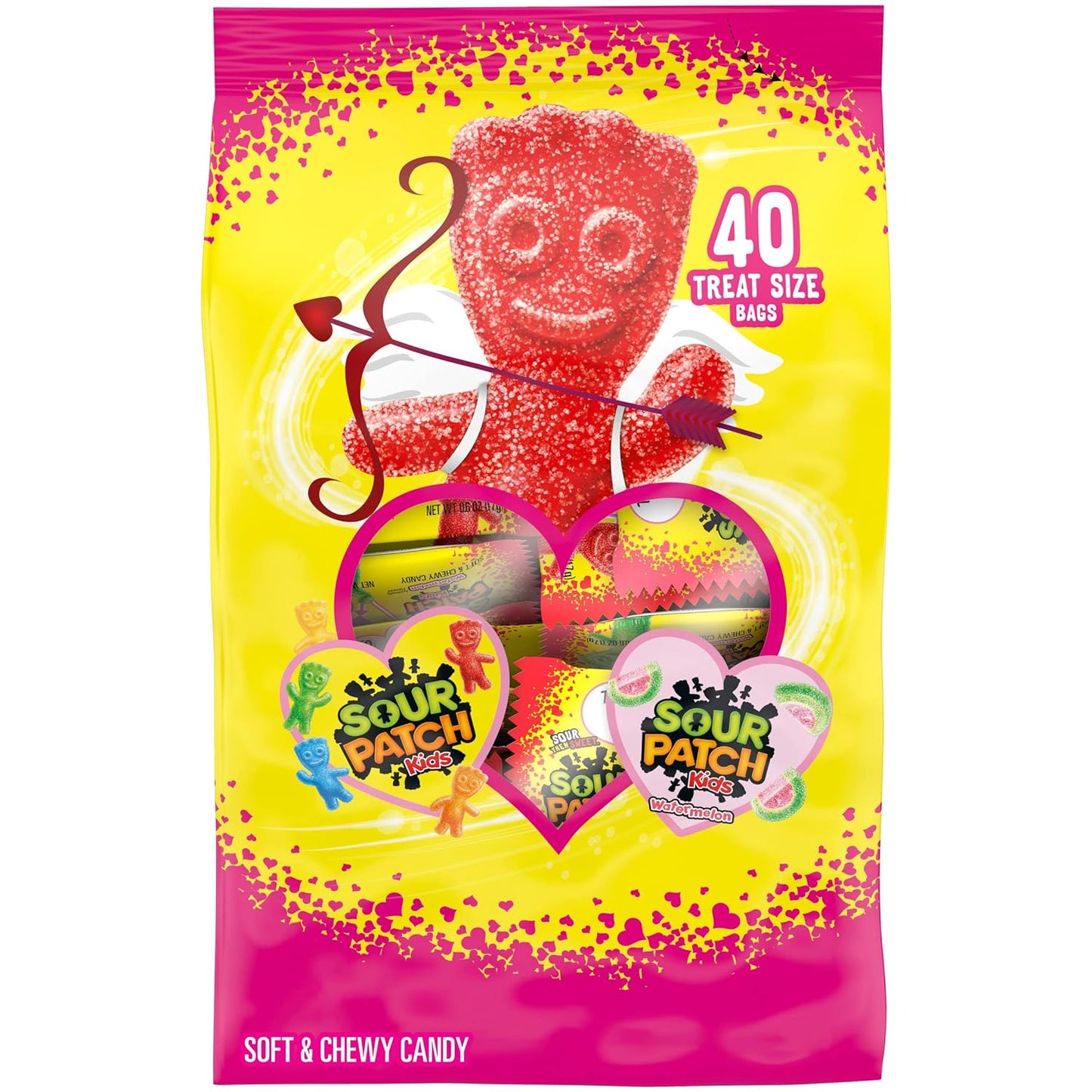 SOUR PATCH KIDS Original and Watermelon Soft & Chewy Valentines Day Candy Variety Pack, 40 Snack Packs