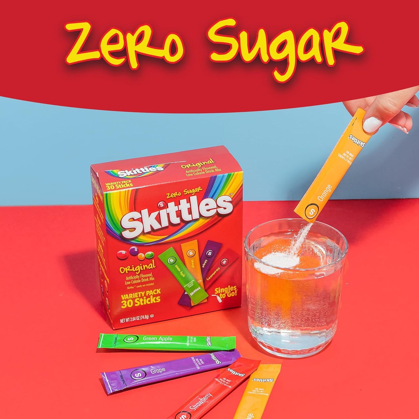 The Jel Sert Company Skittles Singles to Go Drink Mix Variety Pack, Sugar Free - 30 Sticks