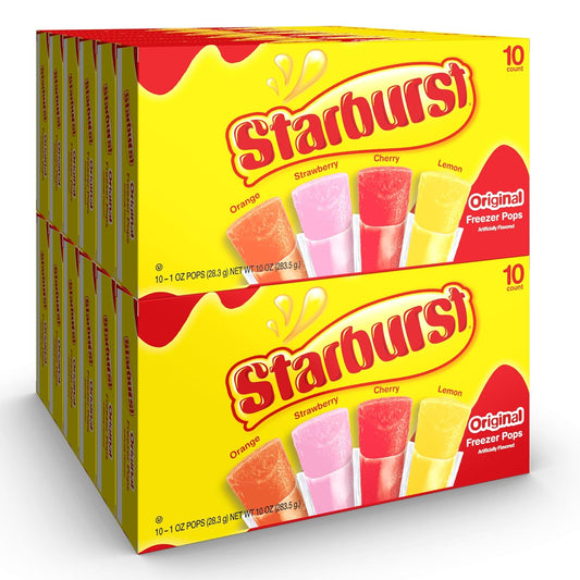 Starburst Fruit Flavored Popsicles Variety Pack, Freeze Pops with 4 Assorted Fun Flavors of Orange, Strawberry, Cherry and Lemon 1 Ounces, 120 Count Bulk Box