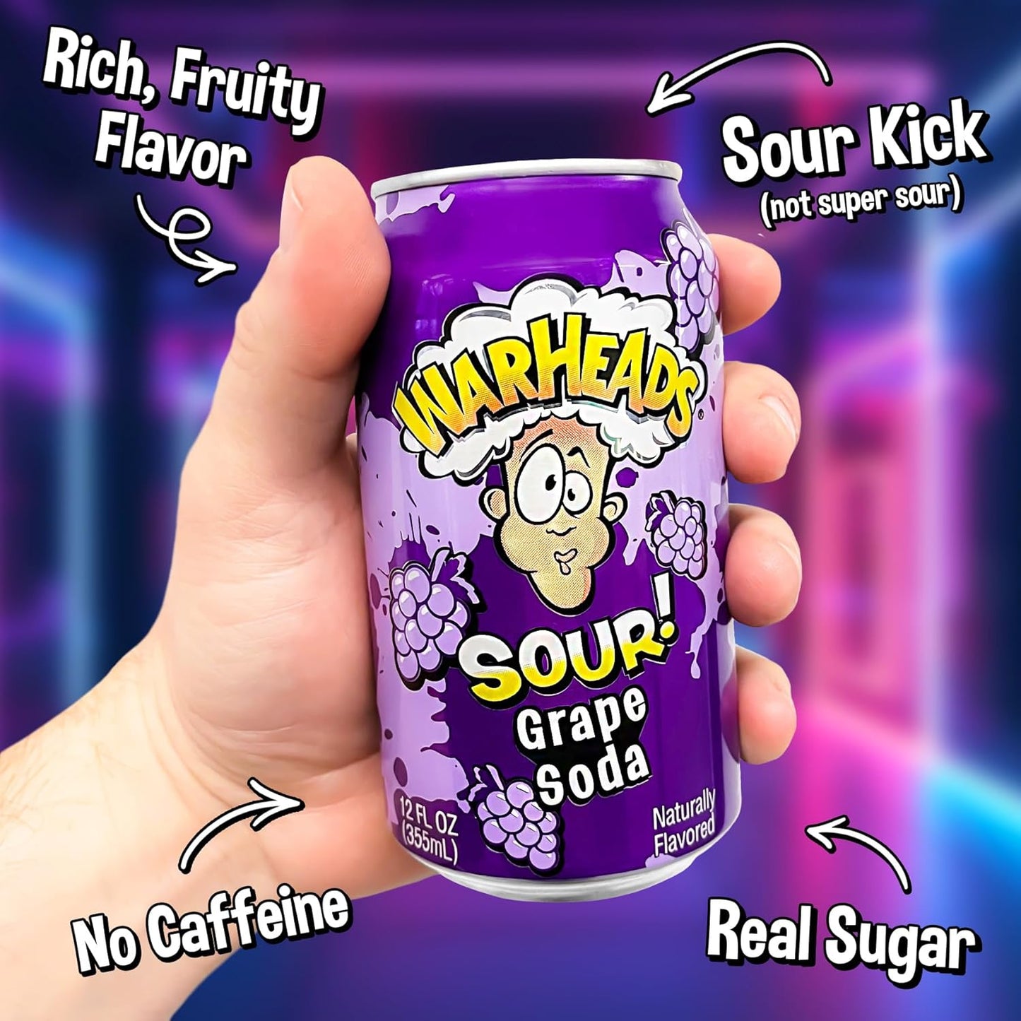 Warheads - Sour Soda - Grape - 12 pack