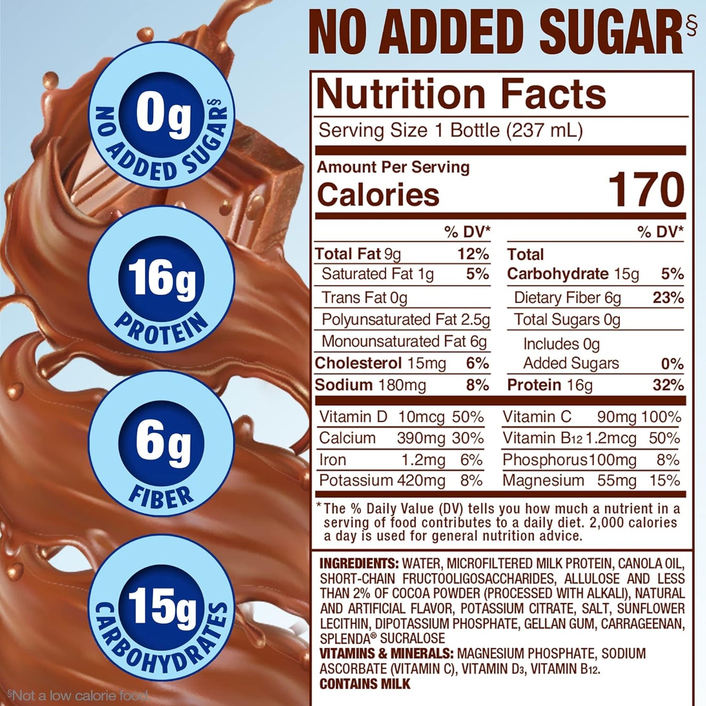 SPLENDA Diabetes Care Shakes - Meal Replacement Shake, 8 fl oz -  Milk Chocolate - 6 Pack