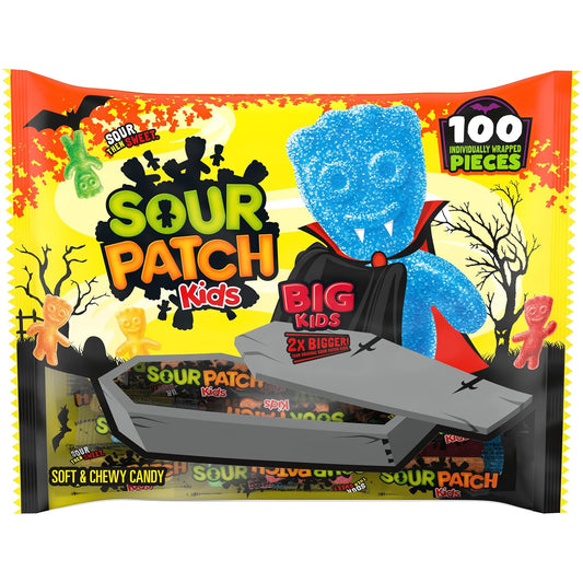 SOUR PATCH KIDS BIG Soft & Chewy Halloween Candy, 100