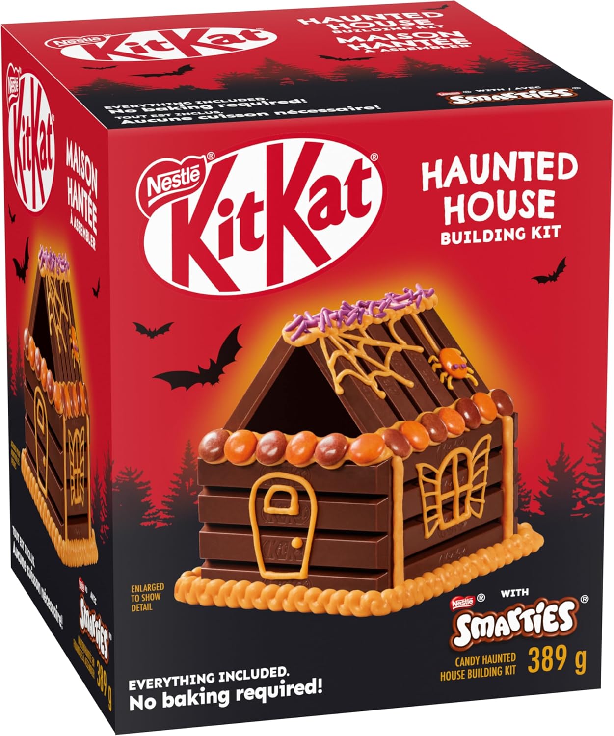 Kit Kat & Smarties - Candy Haunted House Building Kit - Halloween, Candy And Decorations Included - KITKAT Milk Chocolate Wafer Bars - SMARTIES - Sprinkles - Icing And Easy Build Trays - No Baking Necessary - ULTRA RARE