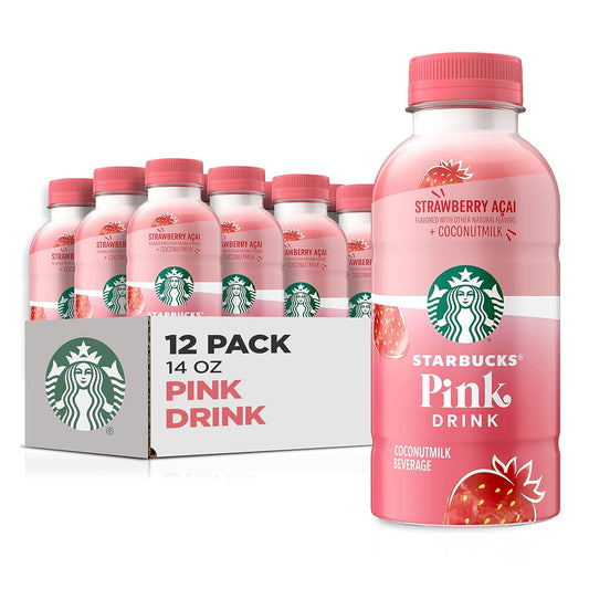 Starbucks Pink Drink, Strawberry Acai with Coconut Milk, 14oz Bottles