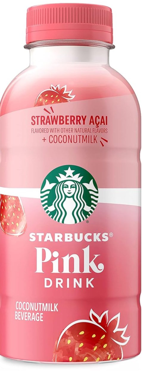 Starbucks Pink Drink, Strawberry Acai with Coconut Milk Bottles