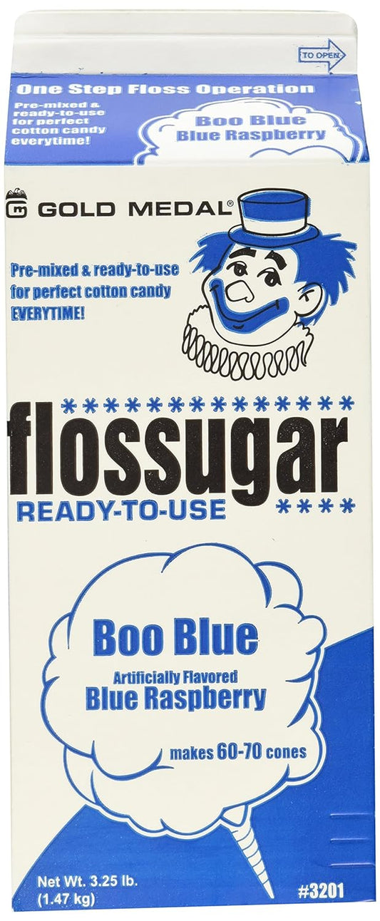 Gold Medal 3201 Boo Blue Blue Raspberry Candy Floss sugar - 3.25 lb - 1 Carton - Cotton candy