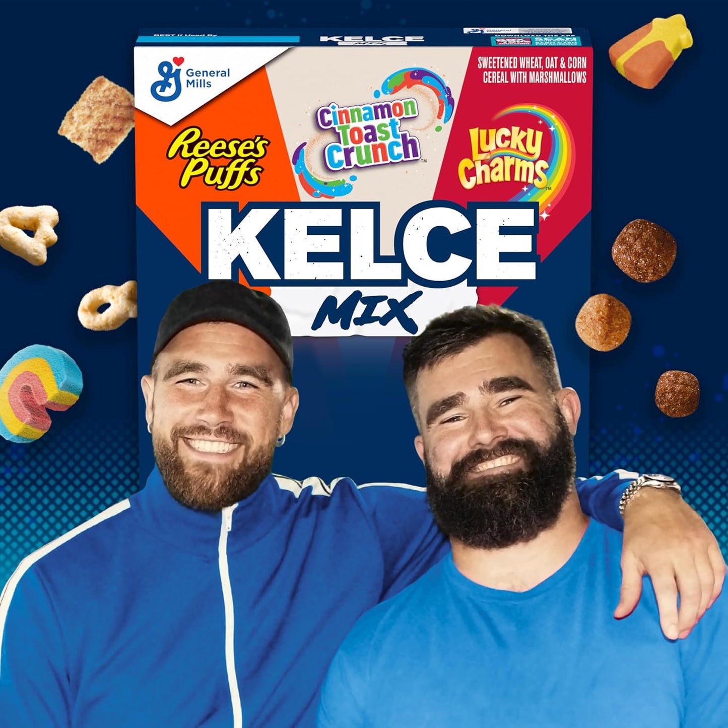 Kelce Mix Breakfast Cereal, REESE'S PUFFS, Cinnamon Toast Crunch, and Lucky Charms Cereals - LIMITED EDITION - ULTRA RARE