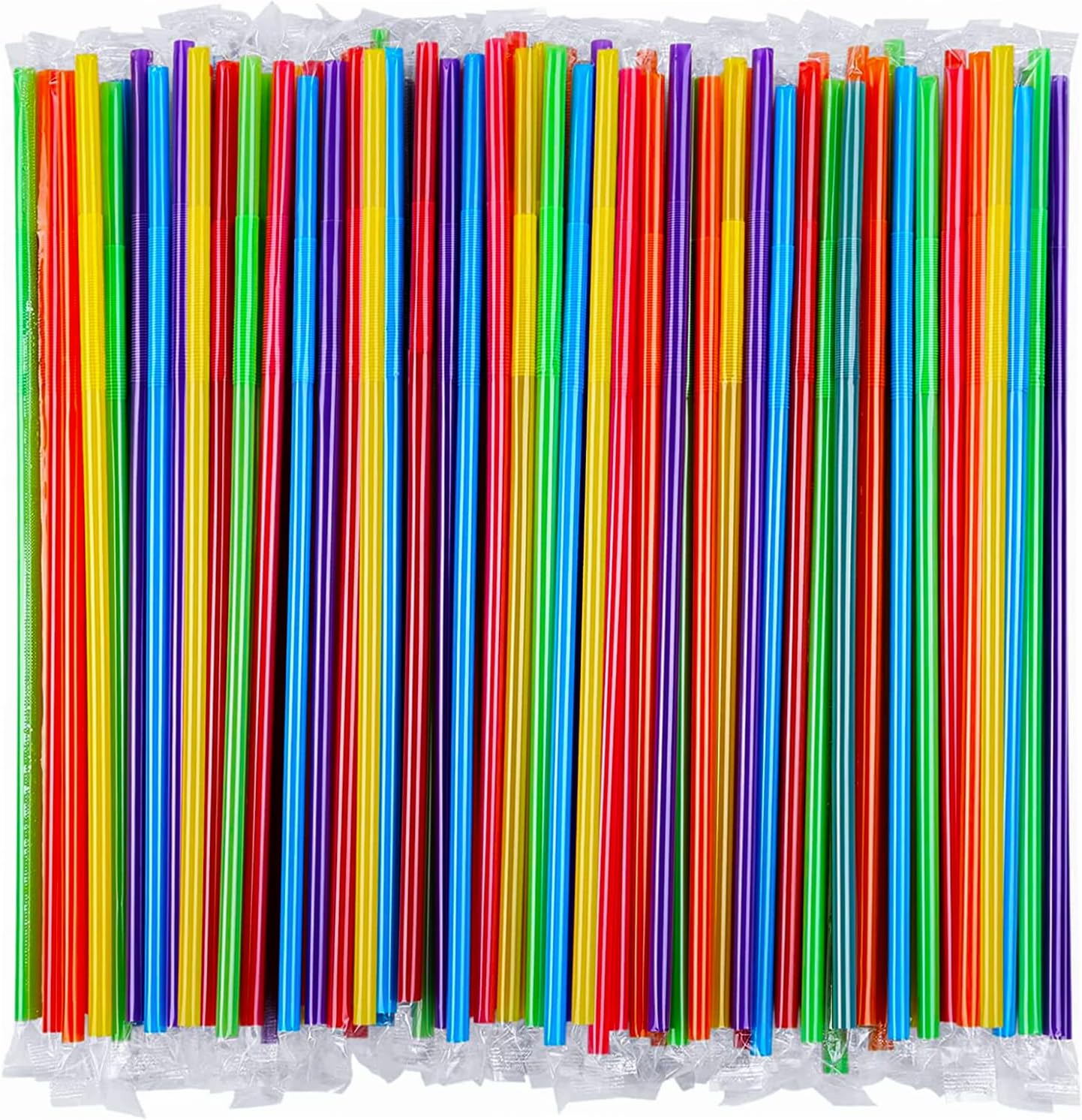 Extra Long Individually Wrapped Straws - 100 Straws Colorful  , 13 Inch Extra - Meets Canadian Regulation for Health