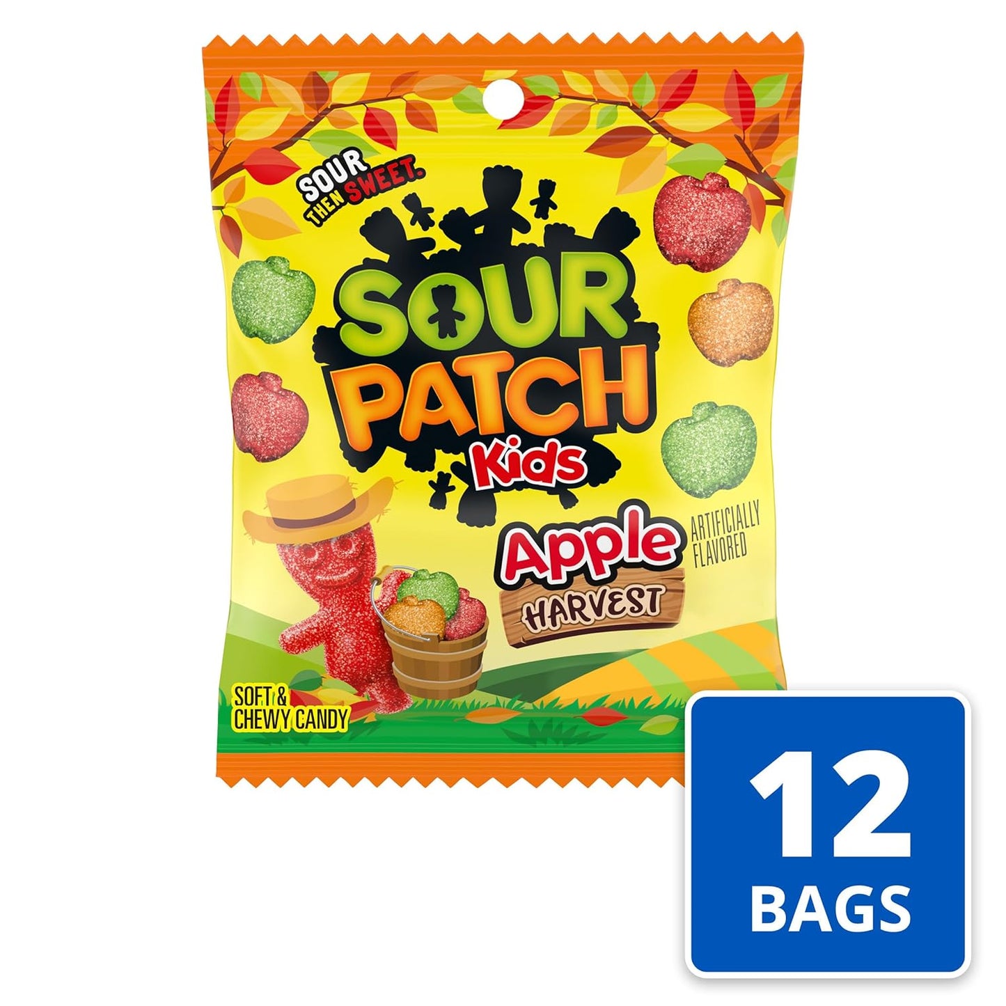 SOUR PATCH KIDS Apple Harvest Soft & Chewy Candy, 12-3.58 oz Bags