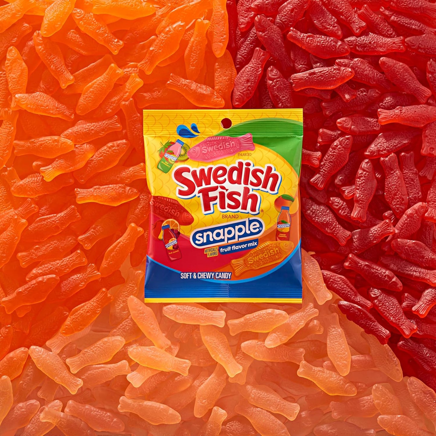 SWEDISH FISH Snapple Soft & Chewy Candy, 12-3.59 oz Bags