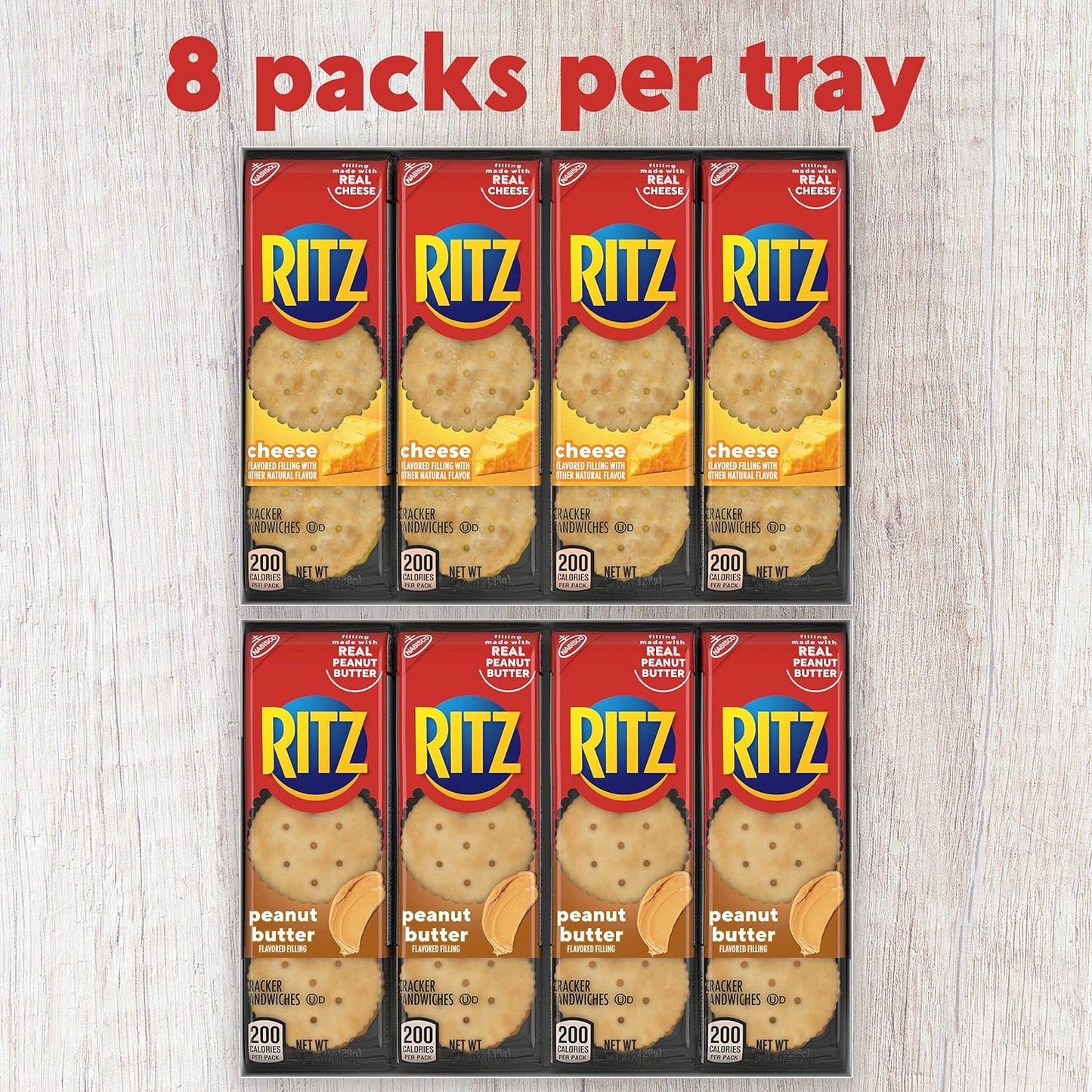 RITZ Peanut Butter Sandwich Cracker Snacks and Cheese Sandwich Crackers, Snack Crackers Variety Pack,, 32 Snack Packs